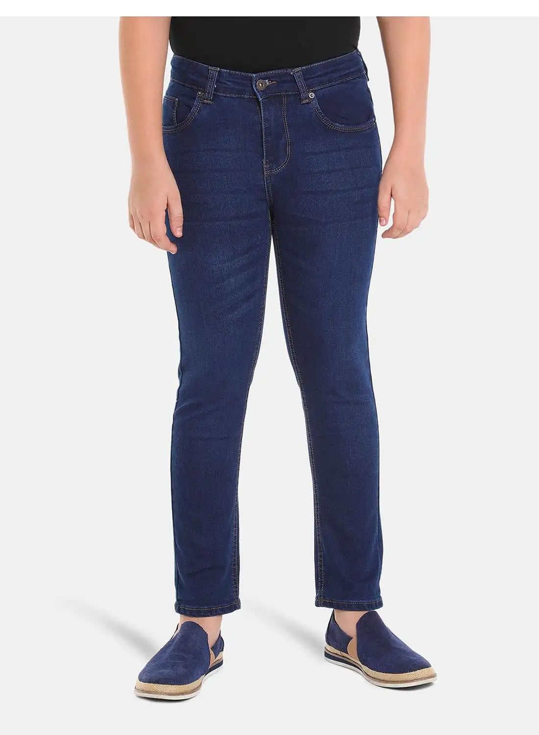 R&B Full Length Cotton Jeans Navy Blue