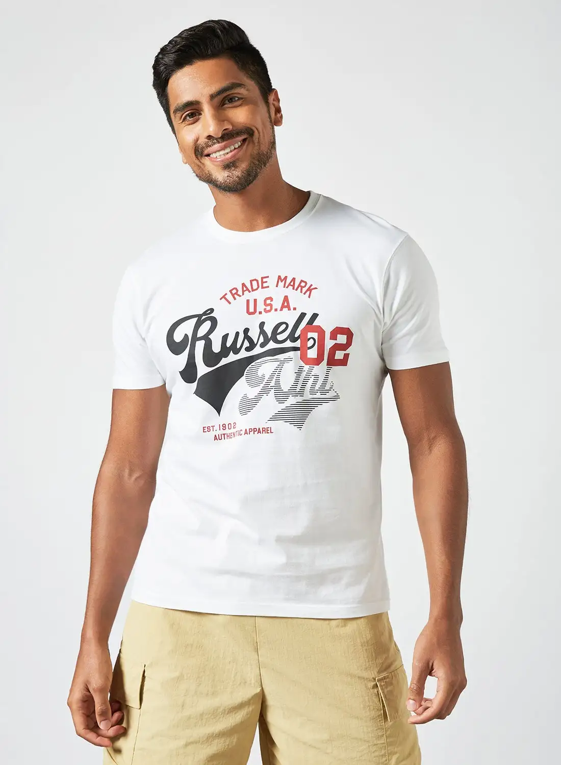 Russell Athletic Graphic Text Print T-Shirt White