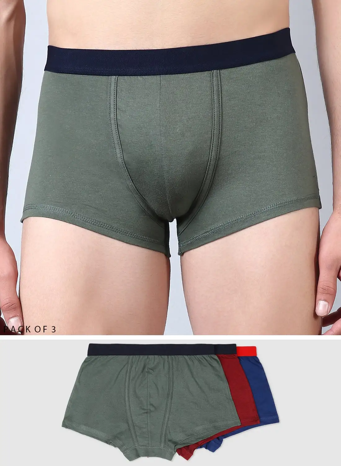 QUWA ( Pack of 3 ) Comfortable Brief Khaki/Red/Navy