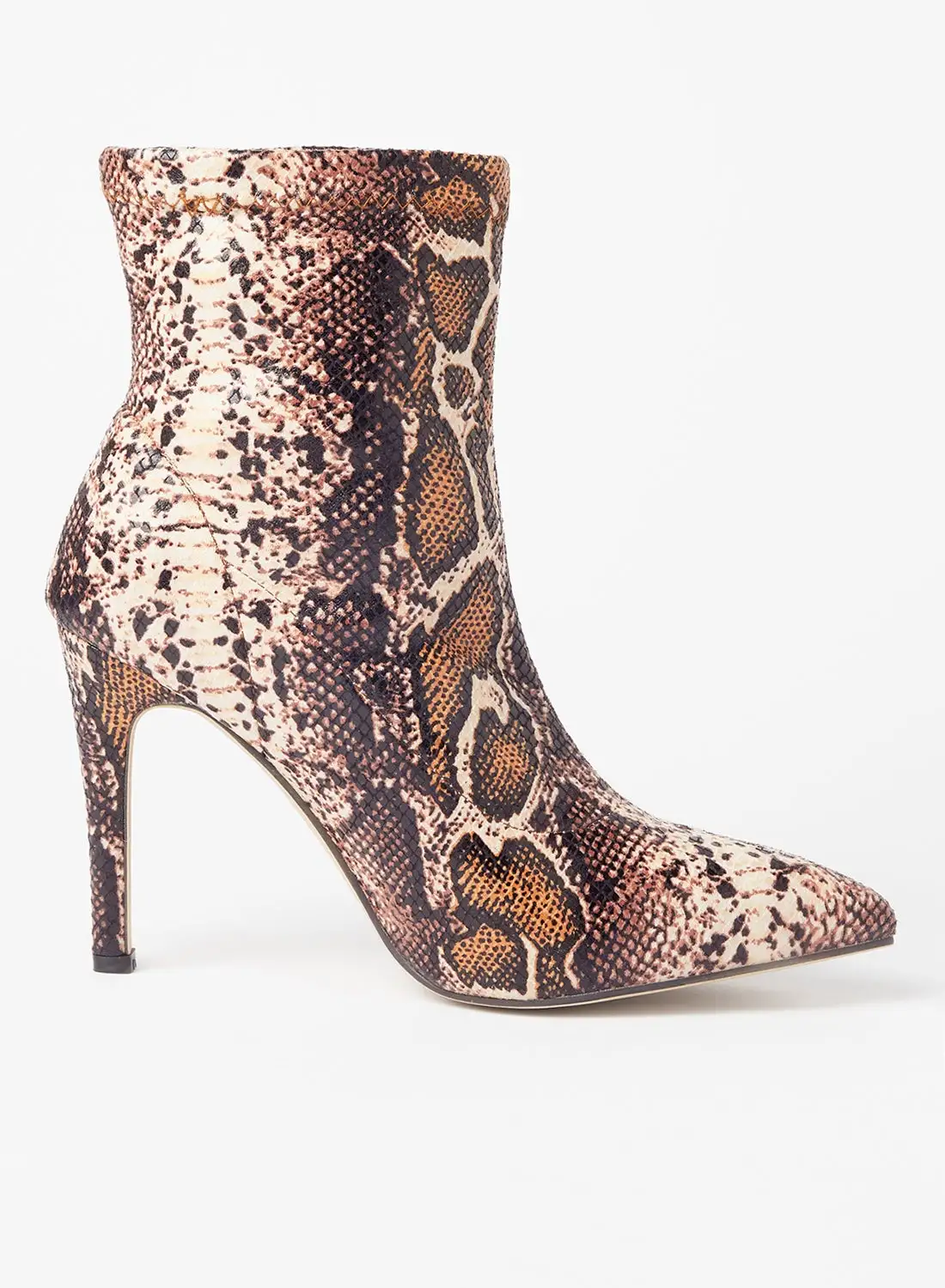 LABEL RAIL Snakeskin Print Boots Brown