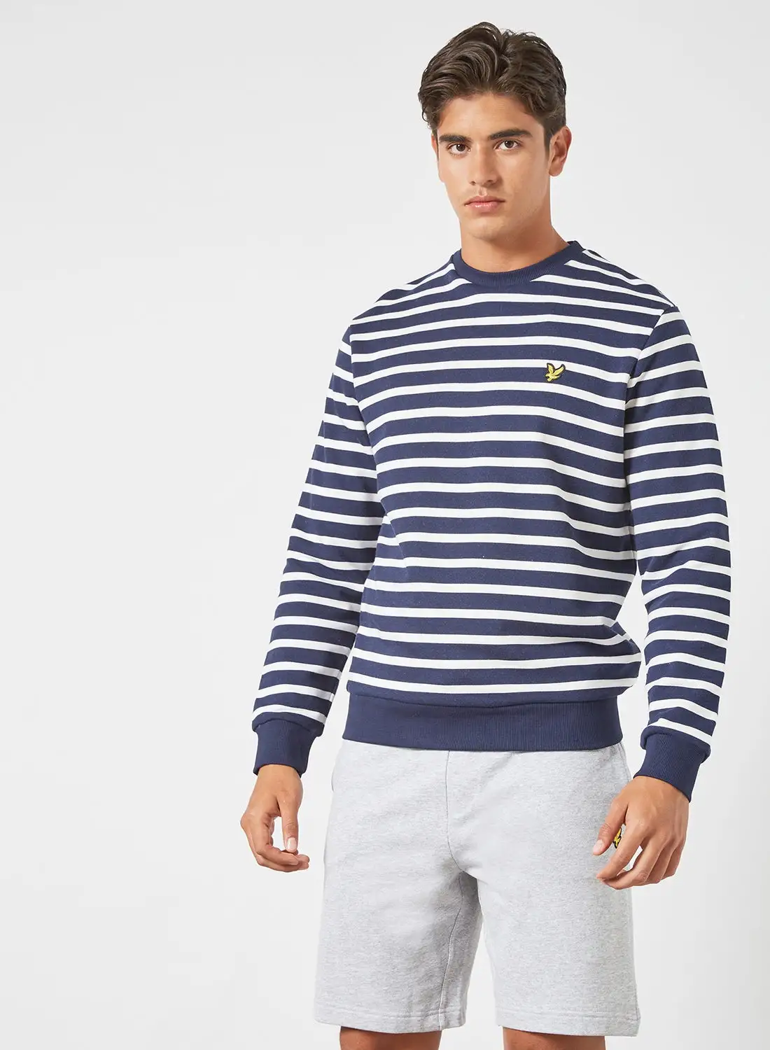 Lyle & Scott Breton Striped Sweatshirt Navy/White