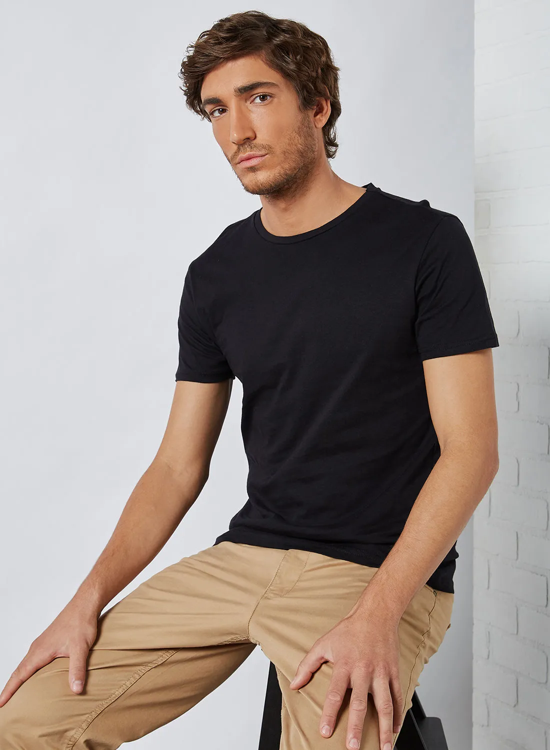 trendyol Solid Short Sleeve T-Shirt Black