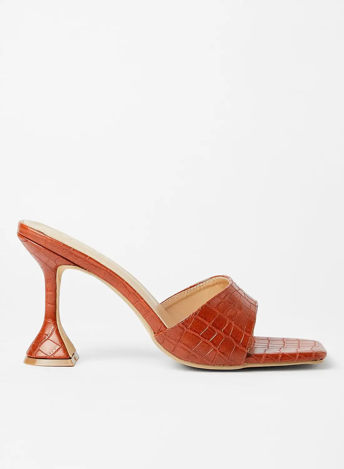 LABEL RAIL Textured Heel Sandals Brown