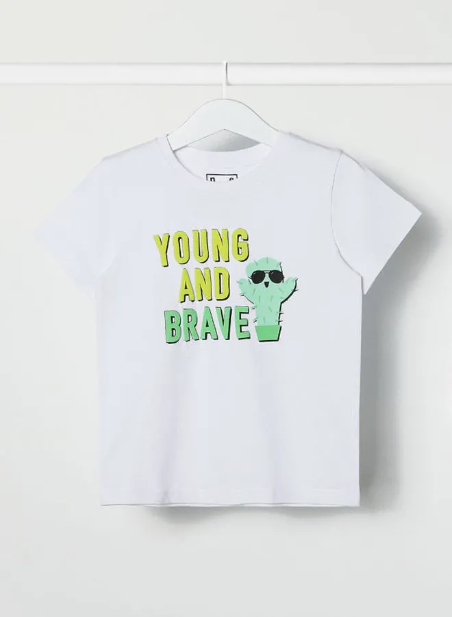 NEON Boys Crew Neck Short Sleeve T-Shirt Bright White