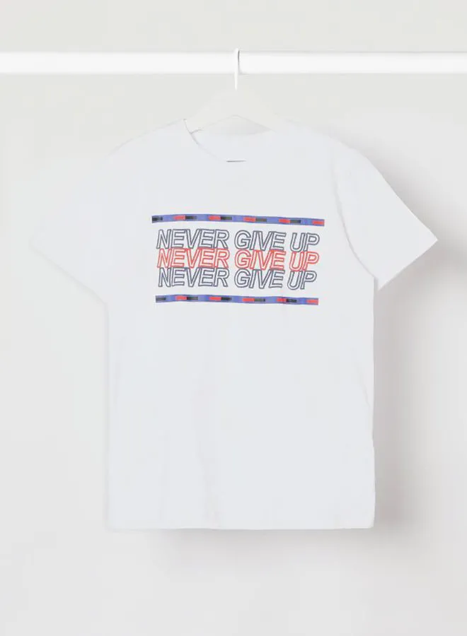 NEON Boys Crew Neck Short Sleeve T-Shirt Bright White