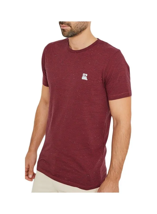 JACK & JONES Embroidery Detailed Melange T-Shirt Brick Red