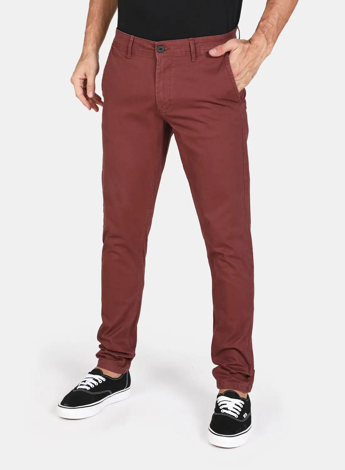 QUWA Casual Slim Fit Pants Maroon