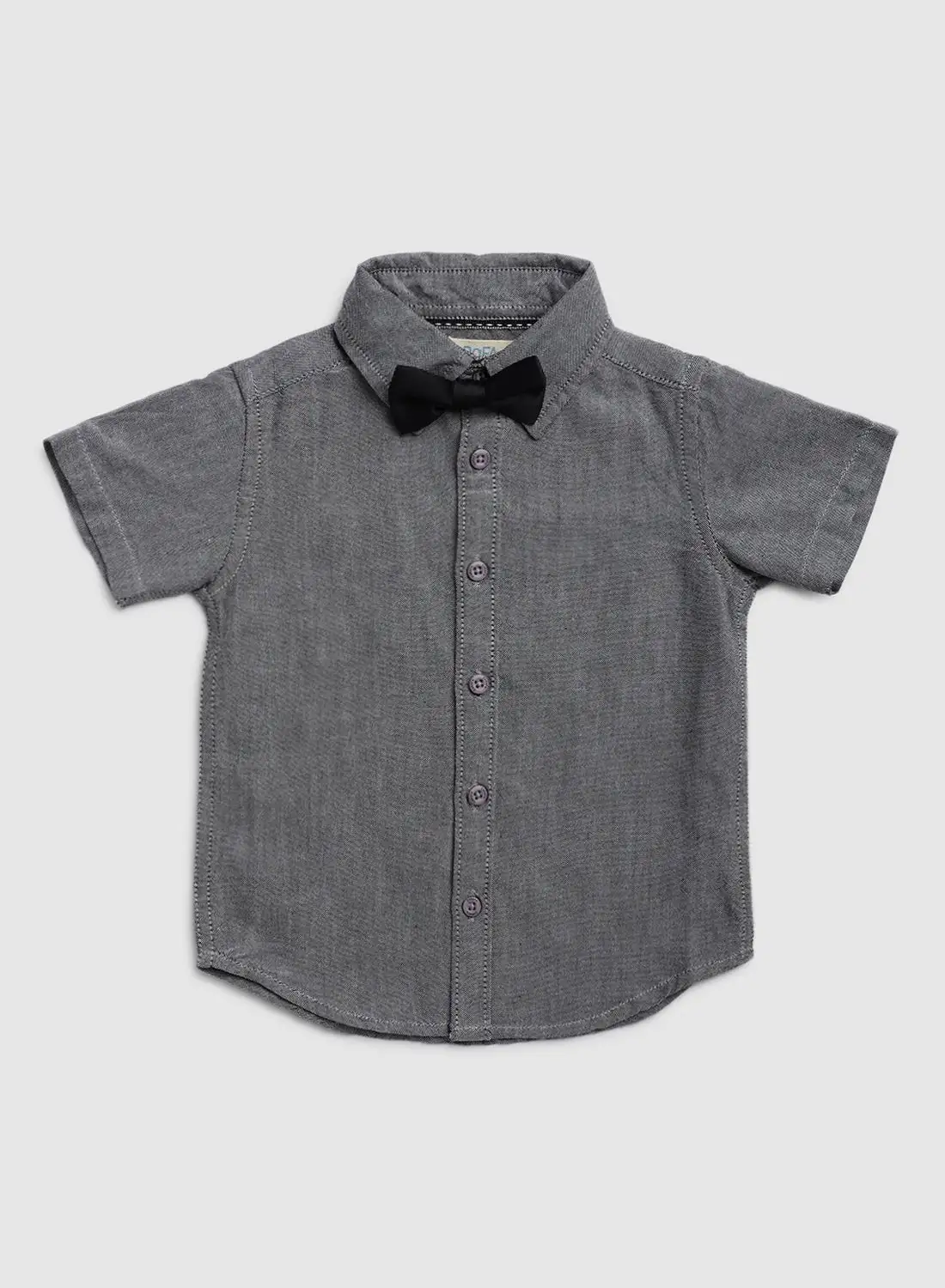 Zarafa Collared Neck Short Sleeve Shirt Dark Grey