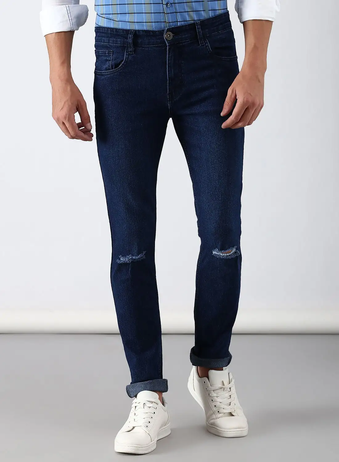 ABOF Casual Tapered Jeans Blue- Mid Wash