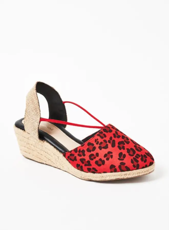 Geoomnii Rosa Stylish Wedge Espadrille Sandal Red/Black