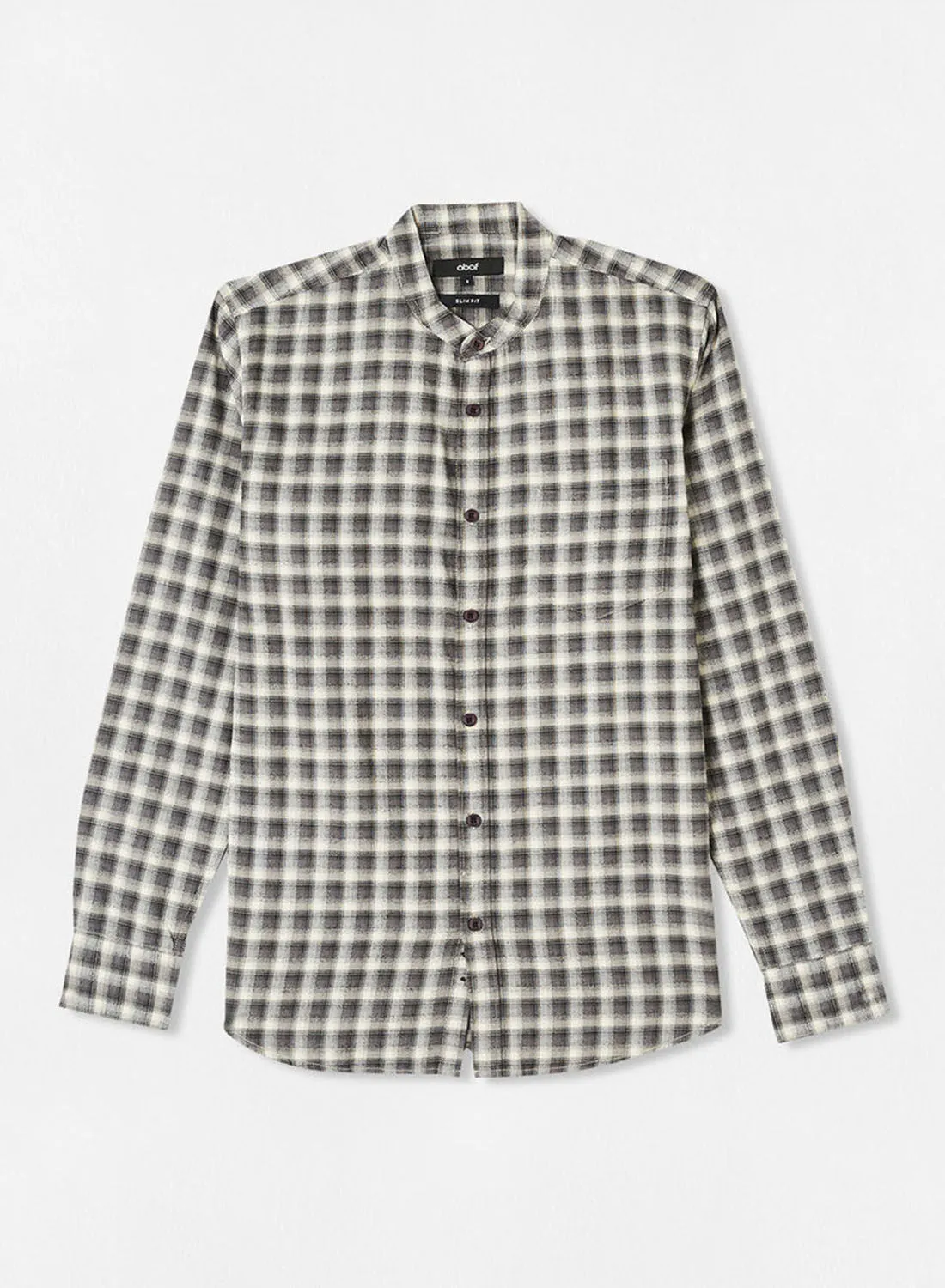 ABOF Checkered Pattern Regular Fit Collared Neck Shirt Grey/Beige