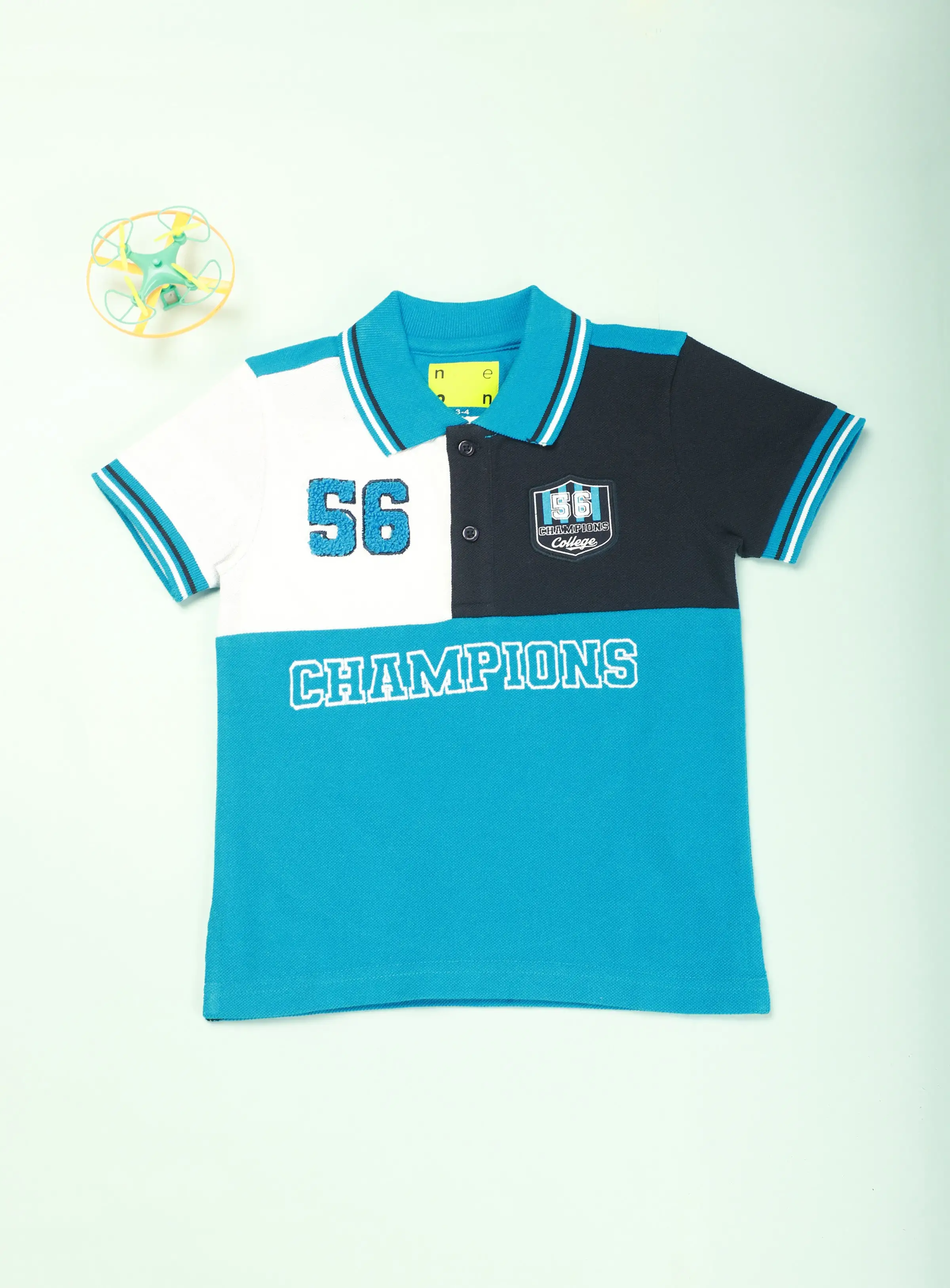 NEON Boys Collar Neck Polo Turquoise