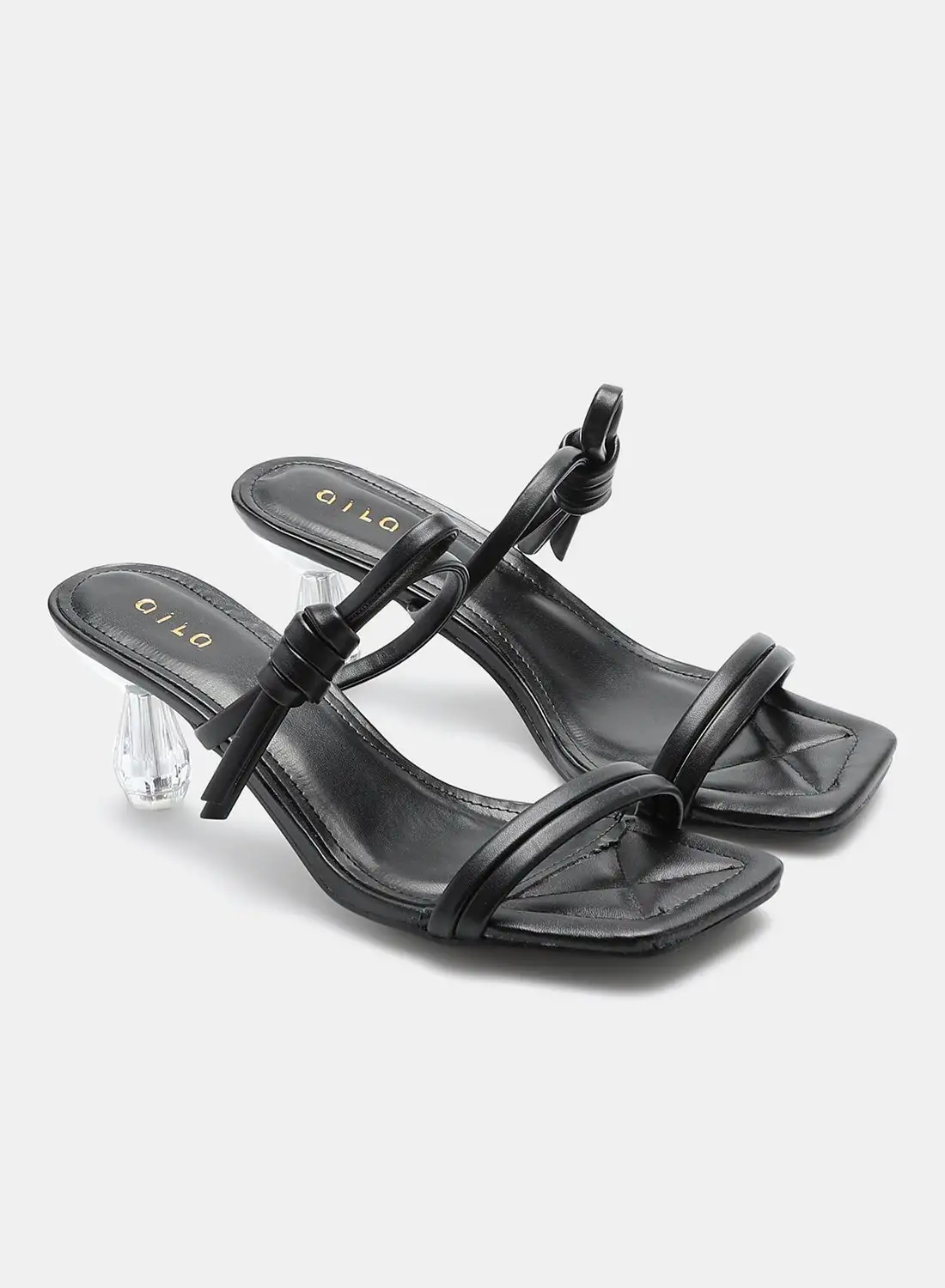 Aila Slip-On Heeled Sandals Black