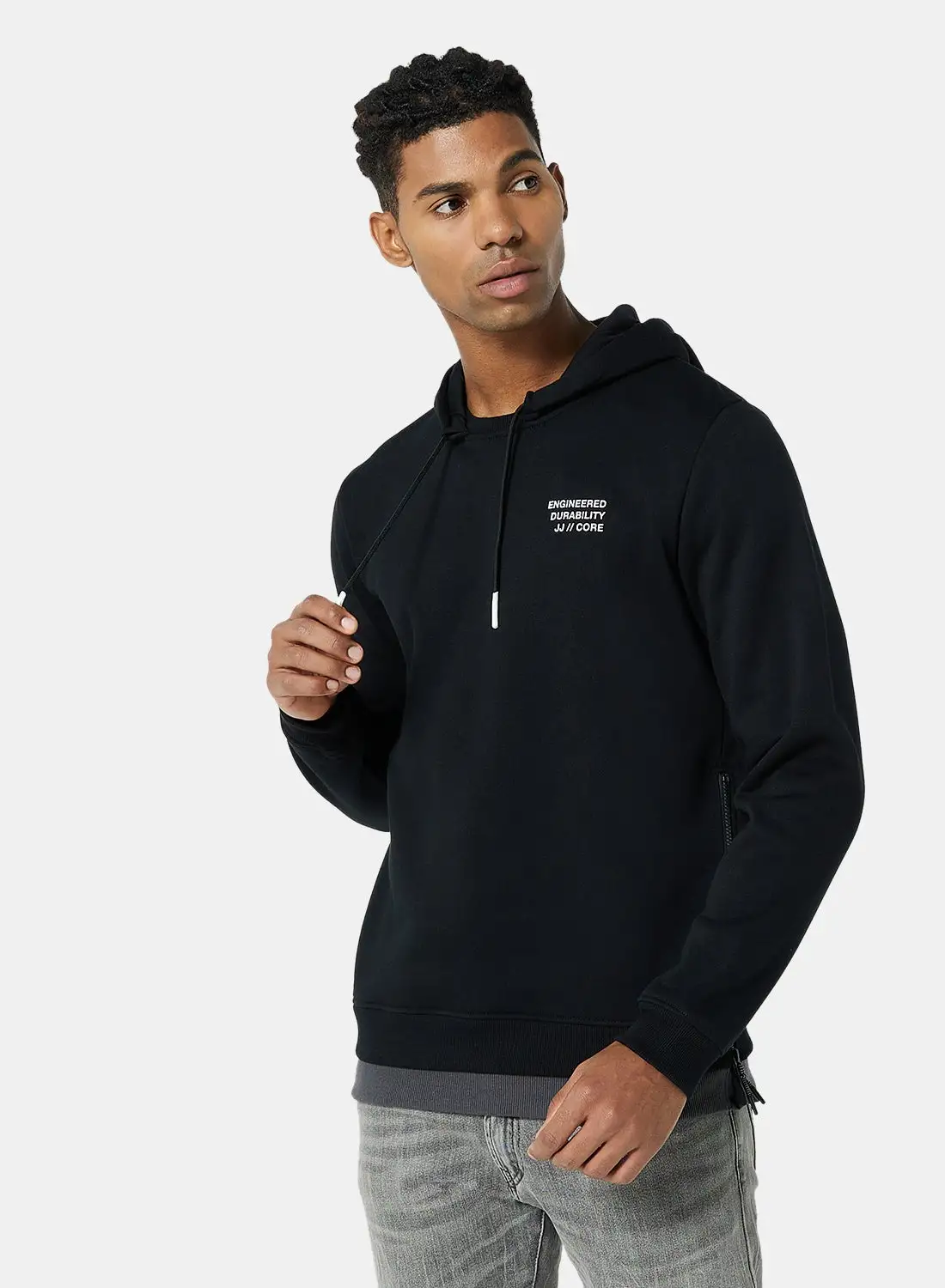 JACK & JONES Zip-Up Hoodie Black