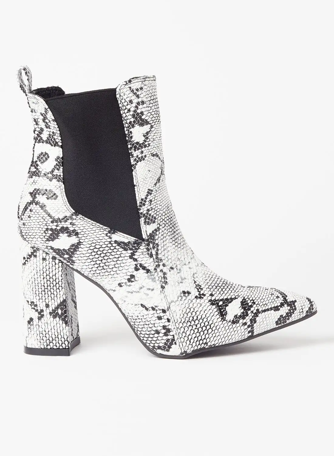 LABEL RAIL Snakeskin Print Boots White