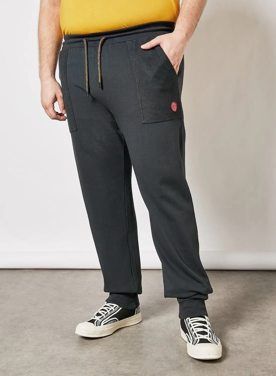 Replika Jeans Plus Size Logo Sweatpants Black