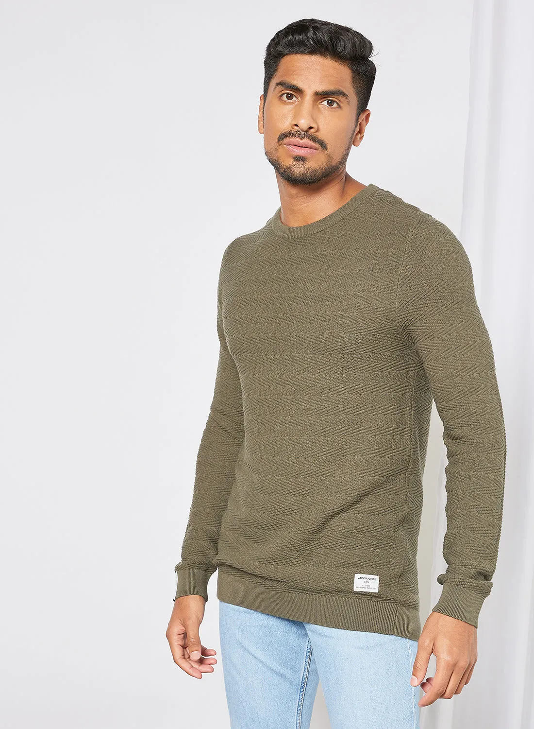 JACK & JONES Knitted Crew Neck Sweater Green