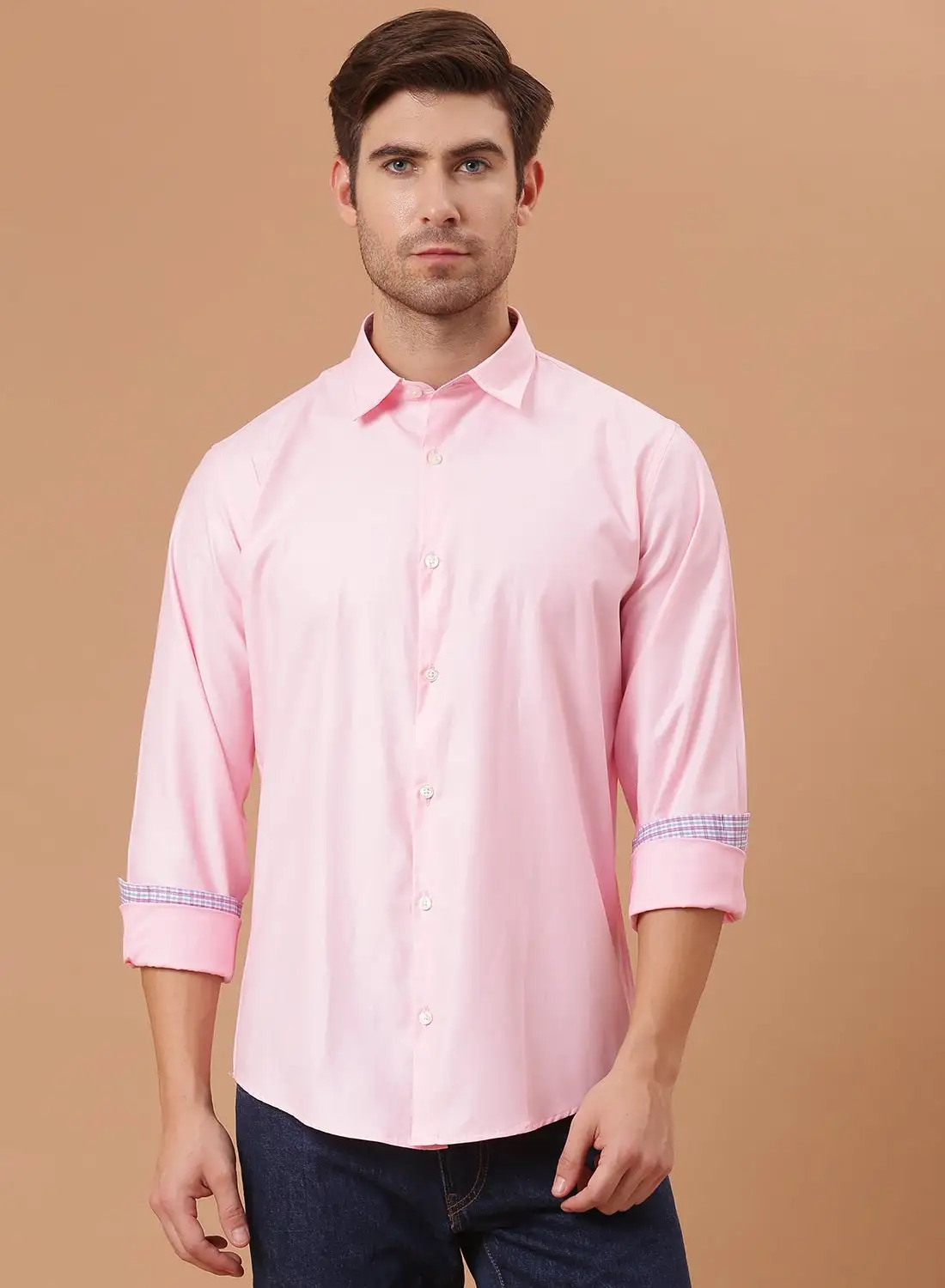 QUWA Casual Printed Shirt Pink