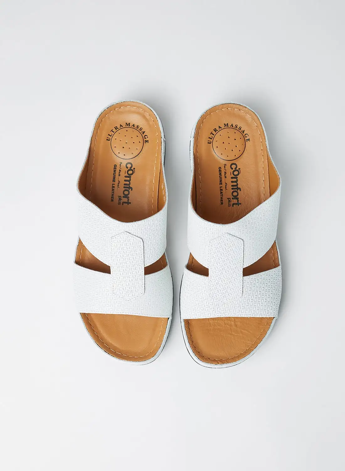 Comfort Plus Patterned Strap Sandals White