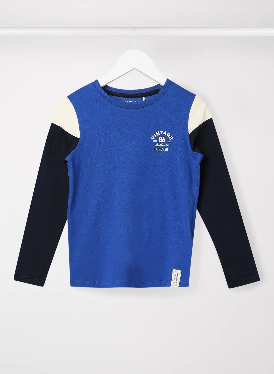 NAME IT Kids Colourblock Long Sleeve T-Shirt Navy