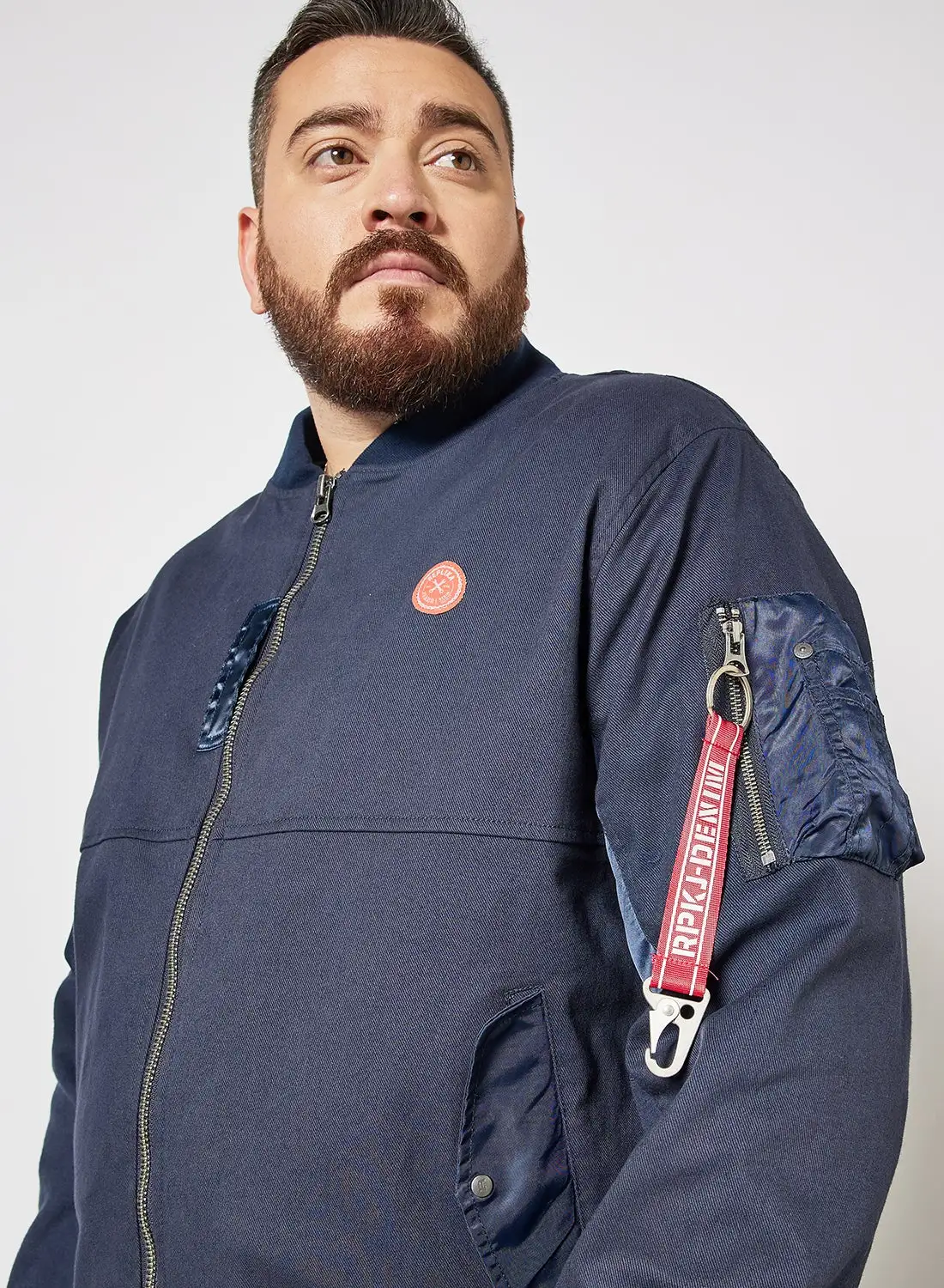 Replika Jeans Plus Size Bomber Jacket Navy