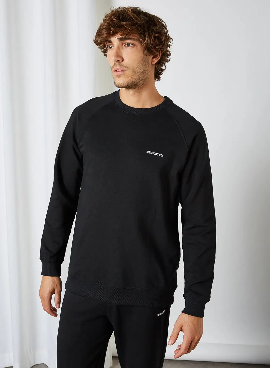 DEDICATED Malmoe Printed Logo Sweatshirt Black