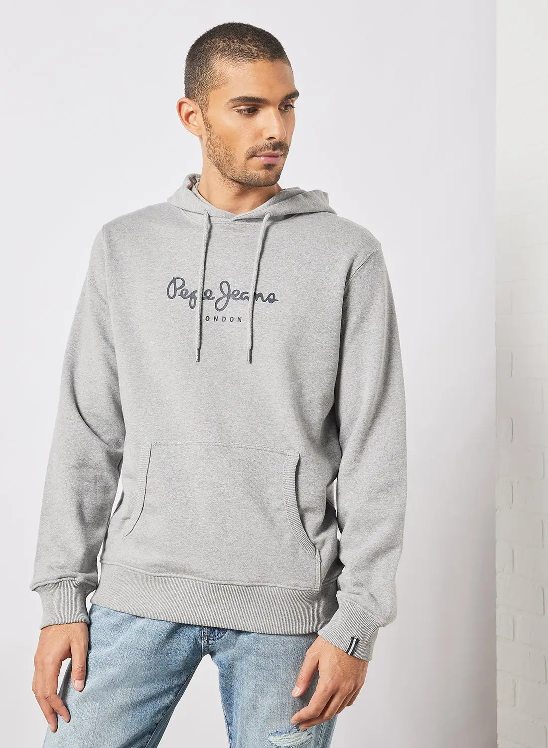 Pepe Jeans LONDON Dariel Logo Hoodie Grey