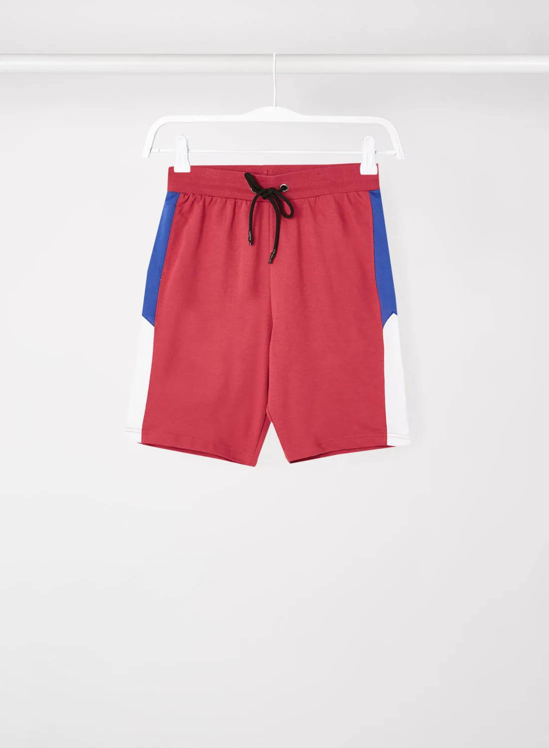 ABOF Contrast Stripe Detail Elastic Waistband Drawstring Shorts Red/Blue/White