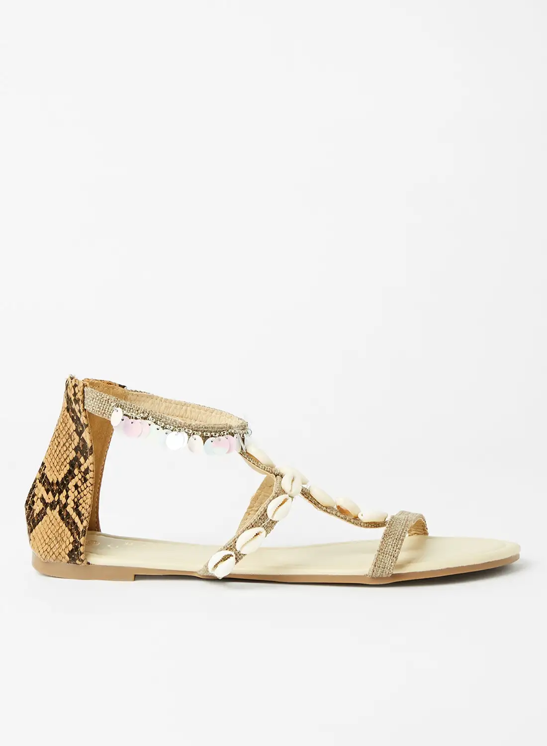 Aila Full-Zip Sandals Brown