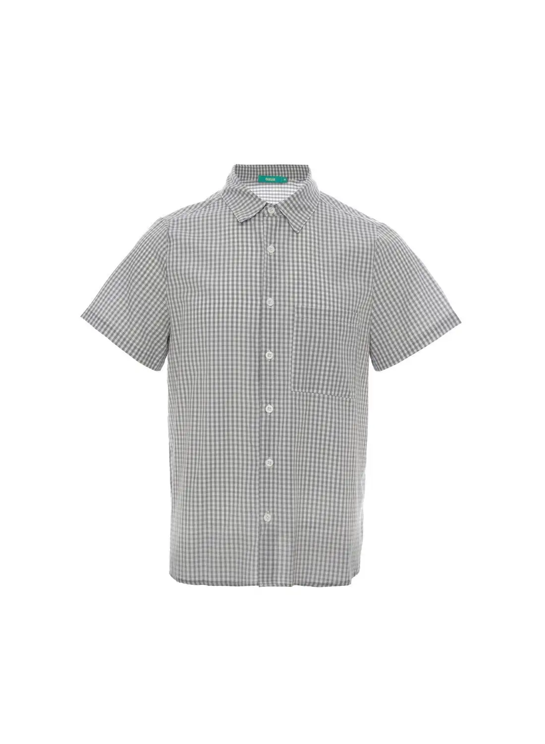 QUWA Men Classic Checkered Short Sleeve Shirt Grey