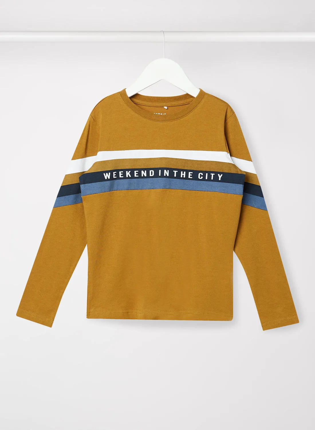 NAME IT Kids/Teen Contrast Panel T-Shirt Mustard