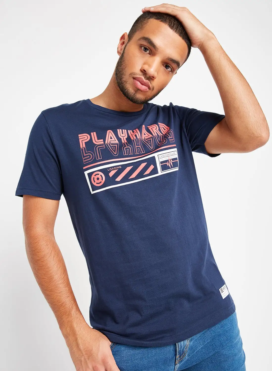 ABOF Front Graphic T-Shirt Denim