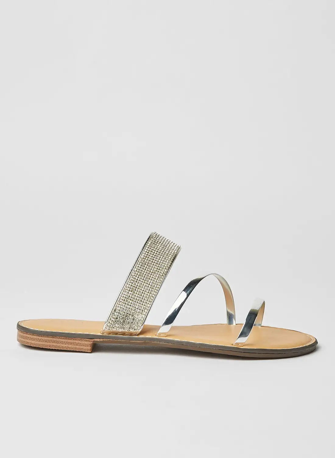 ZAHA Dyed Slip On Flat Sandals Silver