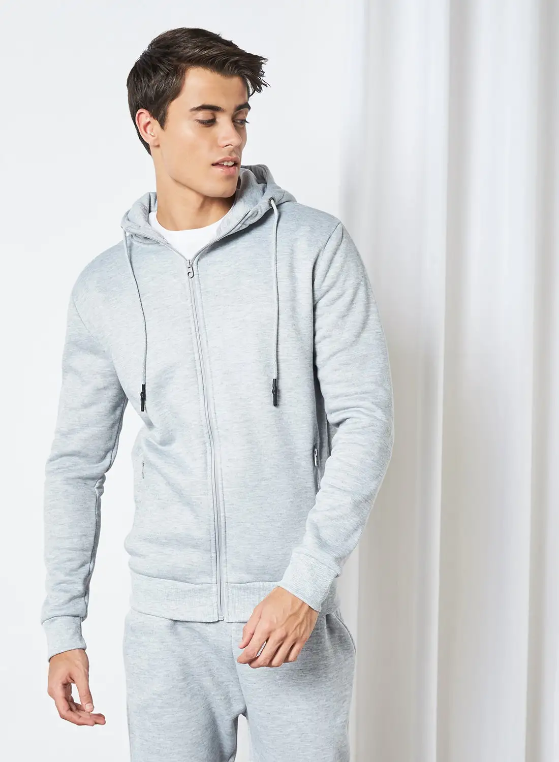 BRAVE SOUL Hooded Zip Through Jacket Light Grey