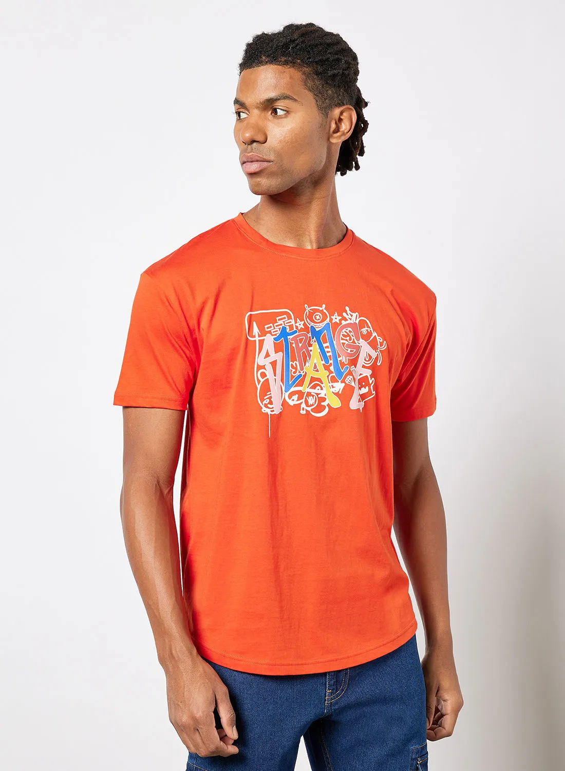 QUWA Casual Oversized Longline T-Shirt Orange