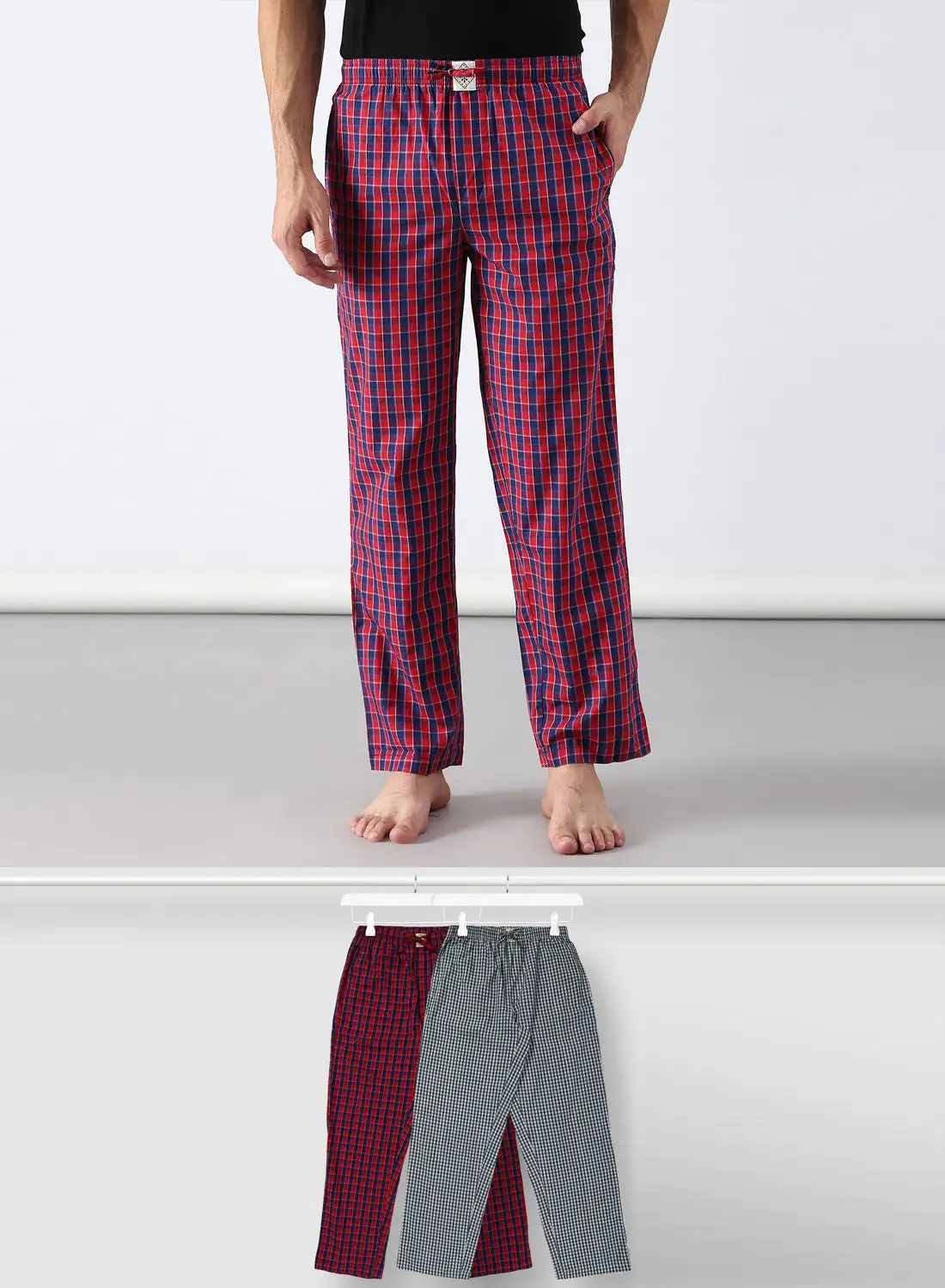 ABOF 2 Pack Lounge Pants Set أحمر / رمادي