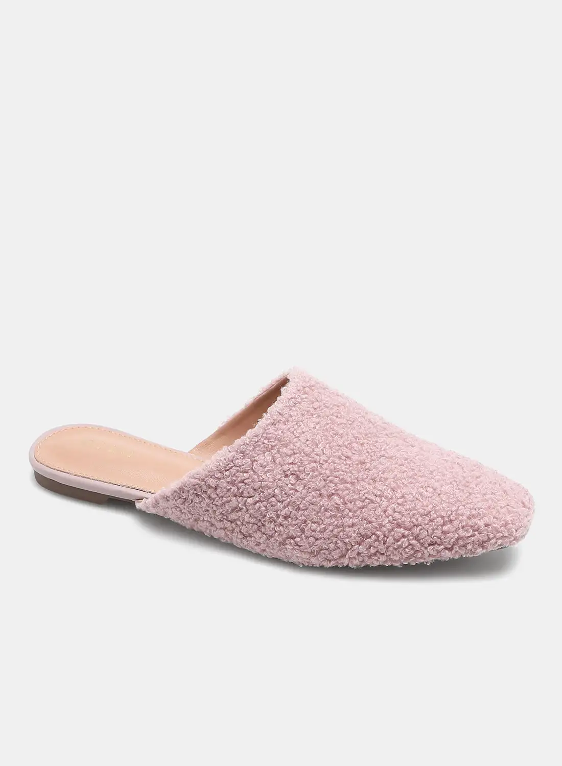 Aila Fur Pattern Square Toe Mules Lilac