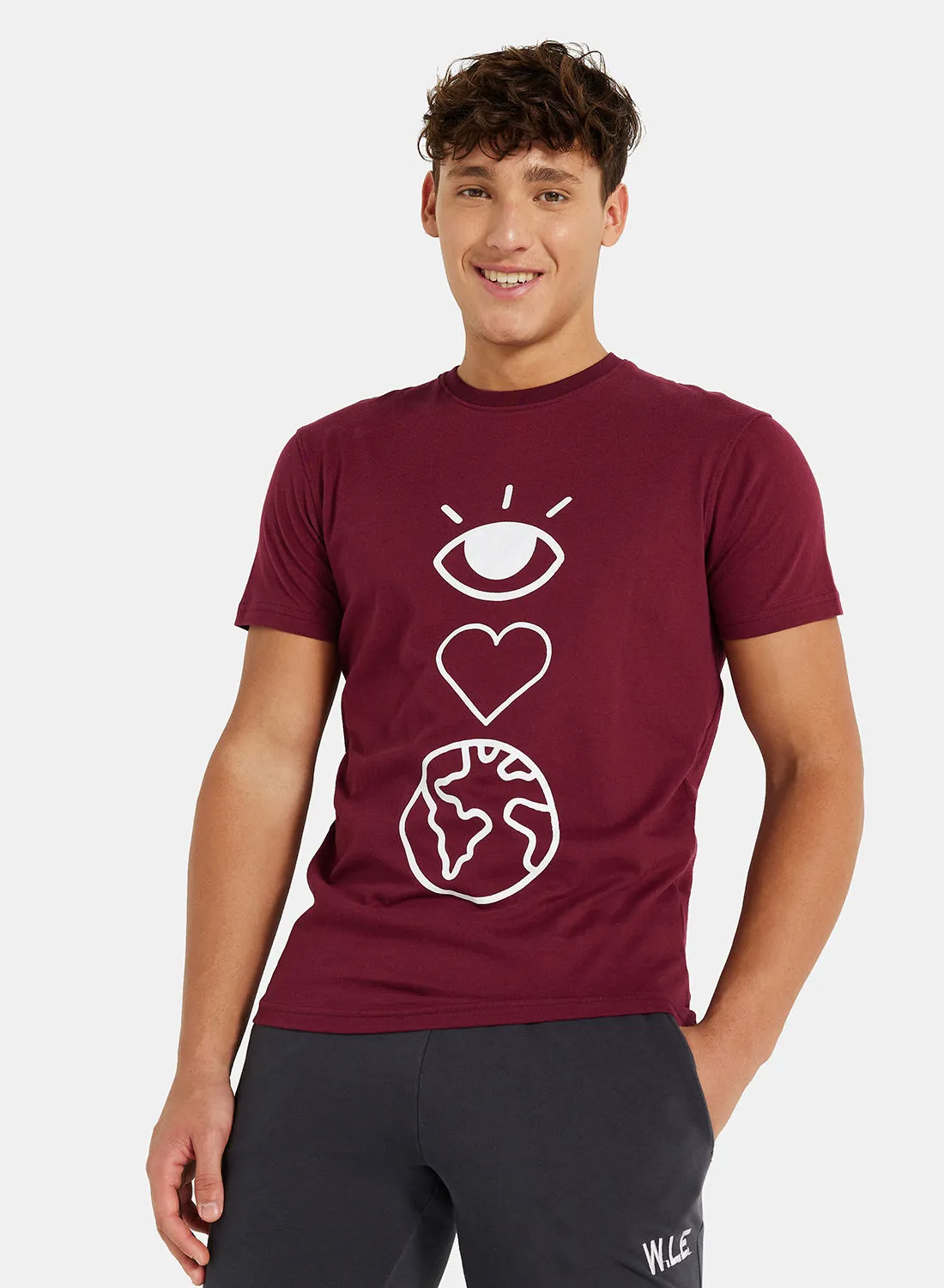 Sivvi x D'Atelier Eco-Friendly Graphic Crew T-Shirt Dark Red