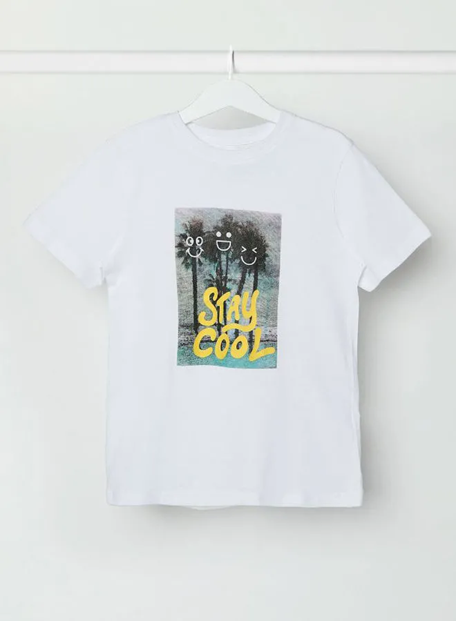 NEON Boys Crew Neck Short Sleeve T-Shirt Bright White