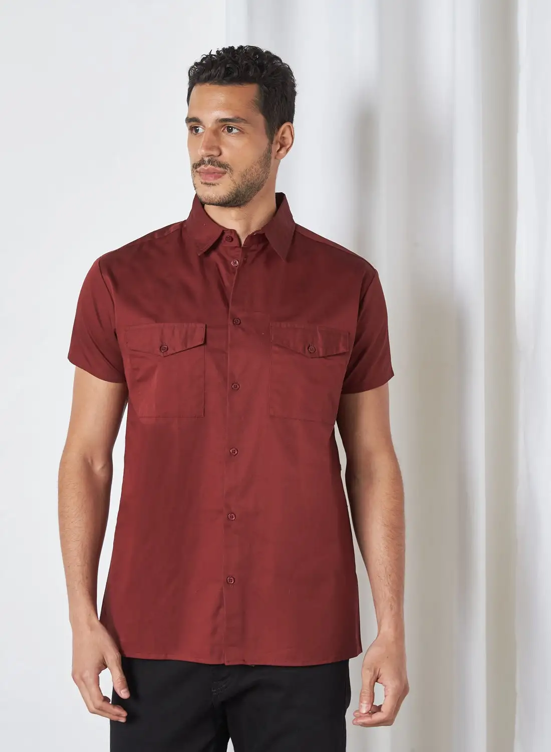 STATE 8 Plain Shirt Burgundy