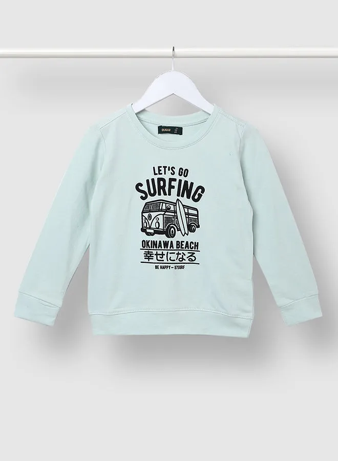 QUWA Boys Graphic Printed Sweatshirt Green