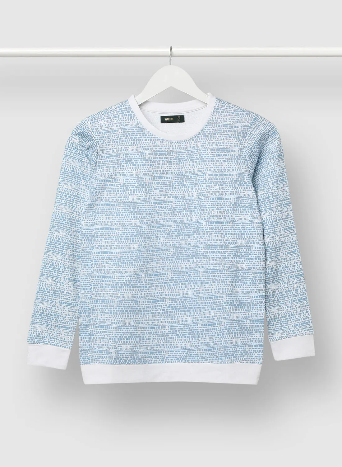 QUWA Boys Stylish All Over Printed Sweatshirt Light Blue