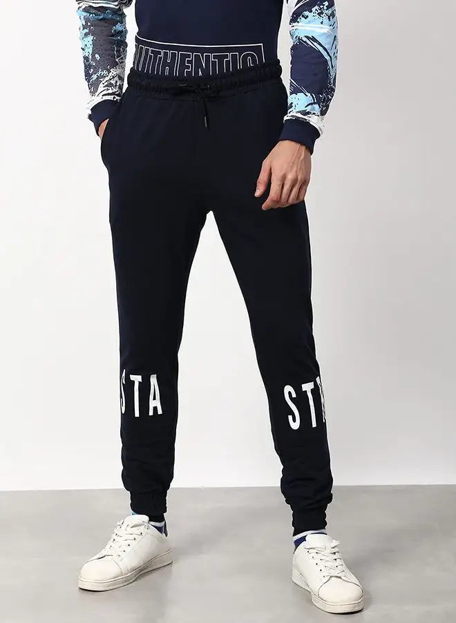 ABOF Regular Fit Joggers NavyBlue /White