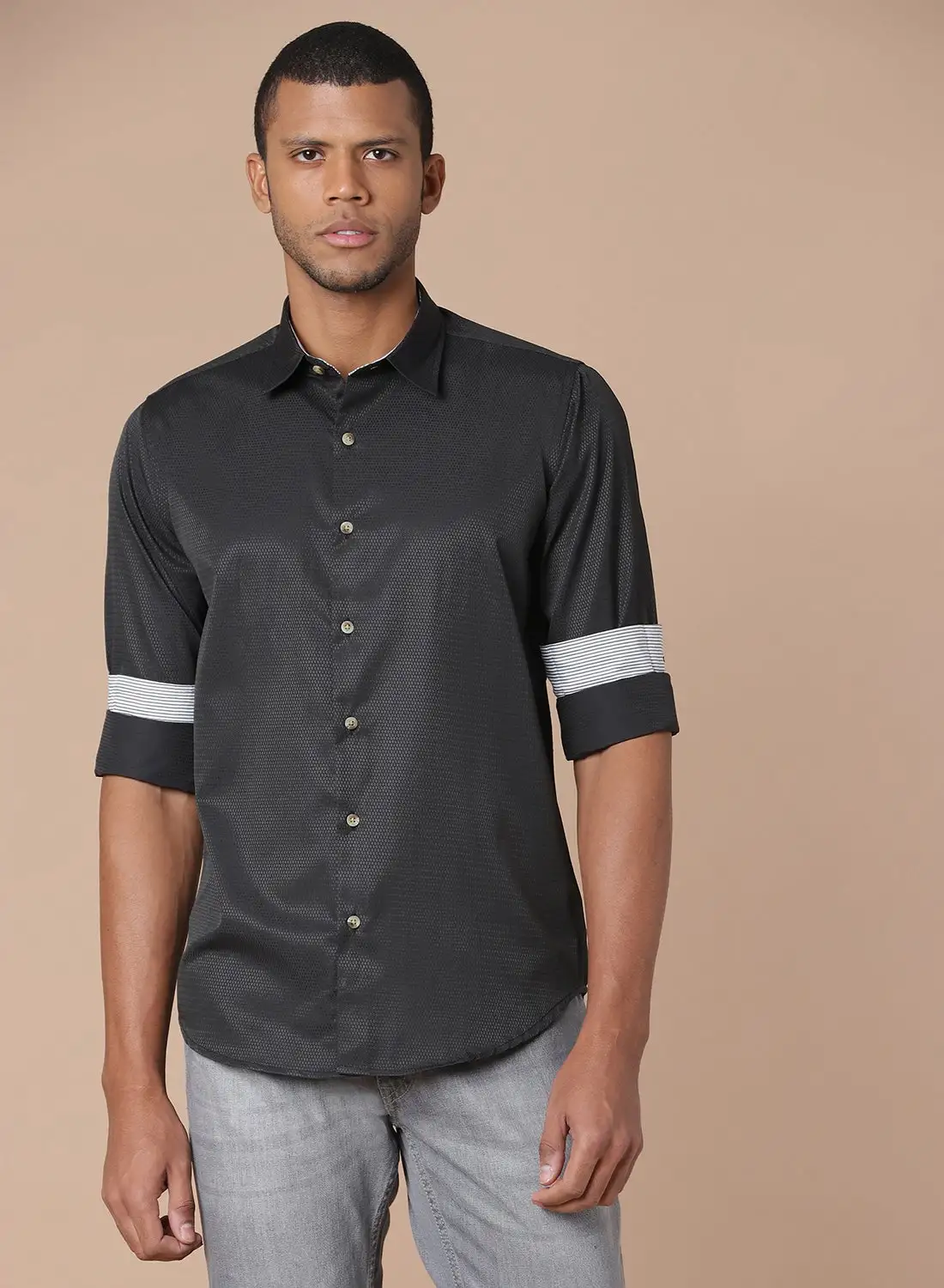 QUWA Casual Printed Shirt Black