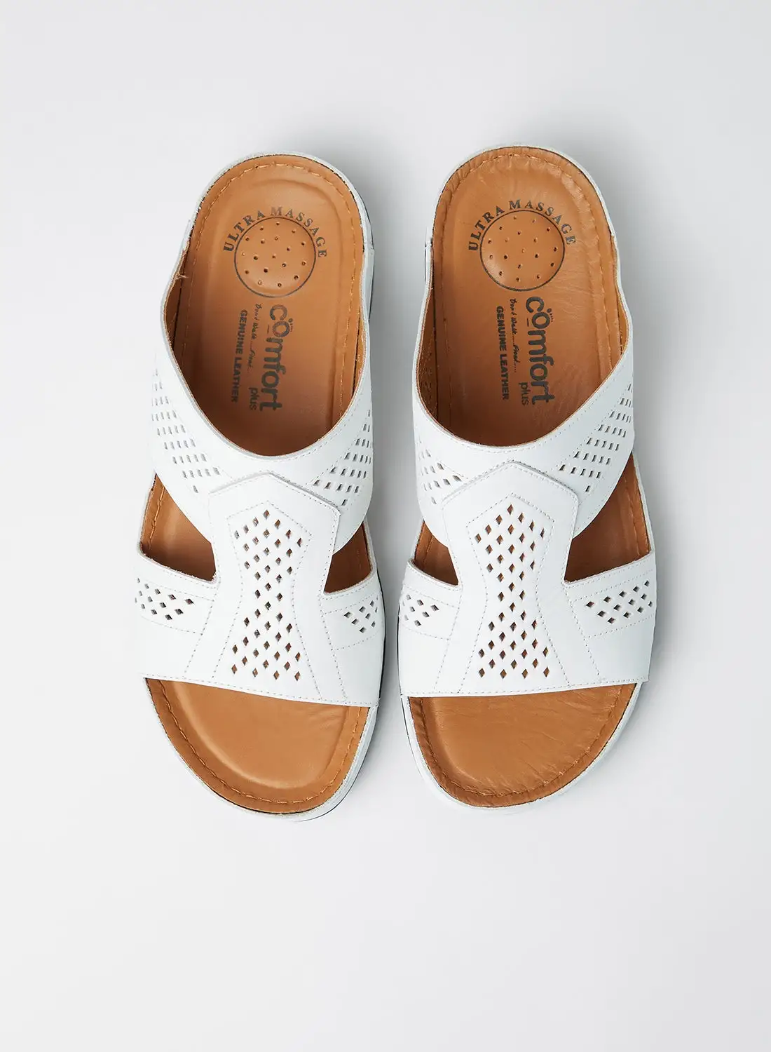 Comfort Plus Openwork Strap Sandals White