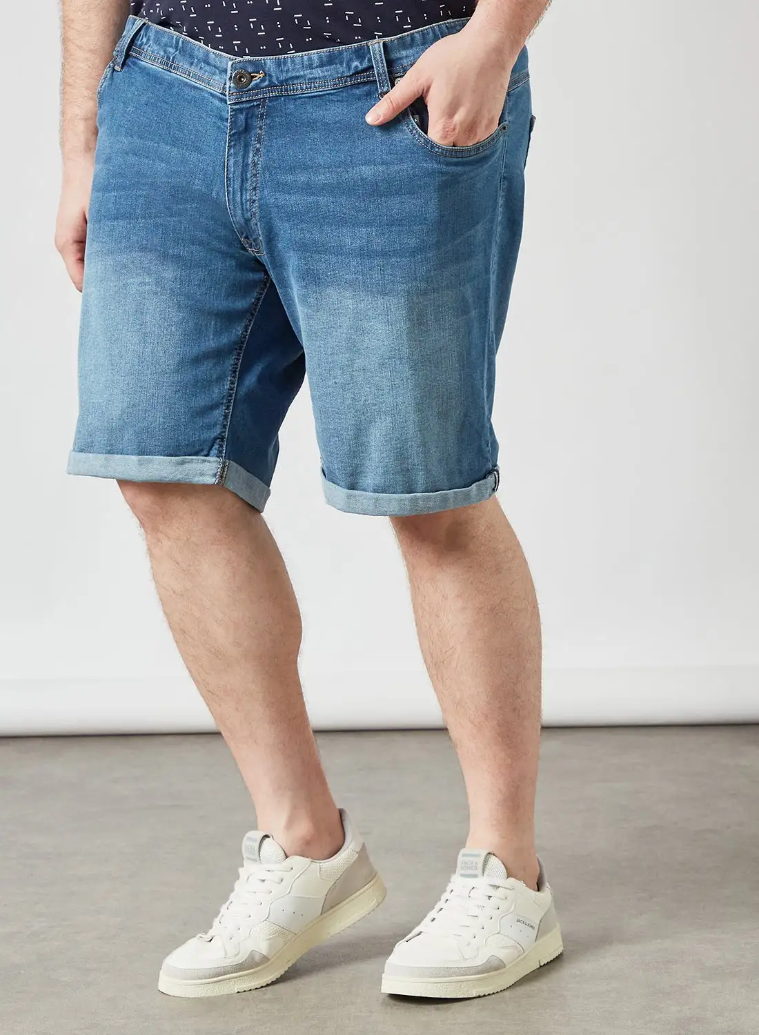 North 56°4 Plus Size Roll Up Hem Shorts Blue