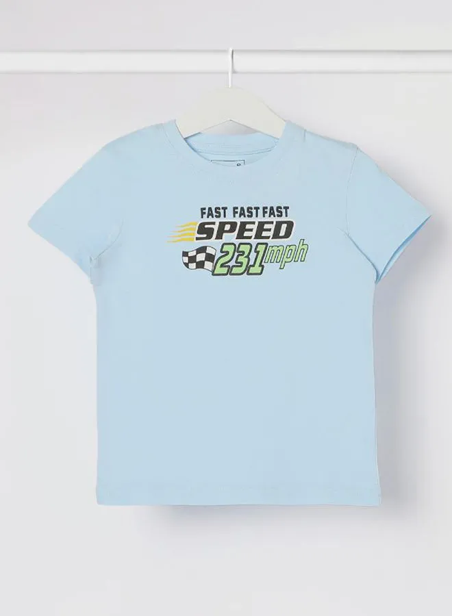 NEON Boys Crew Neck Short Sleeve T-Shirt أزرق