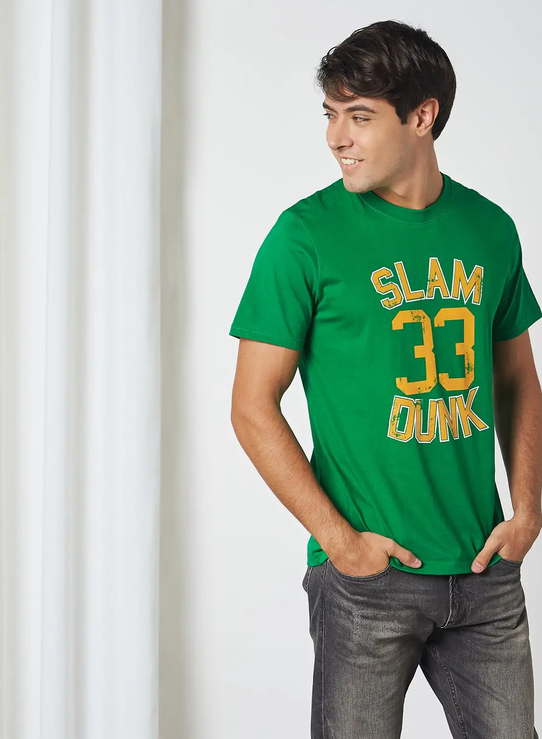 QUWA Slam Dunk 33 Printed T-Shirt Emerald Green