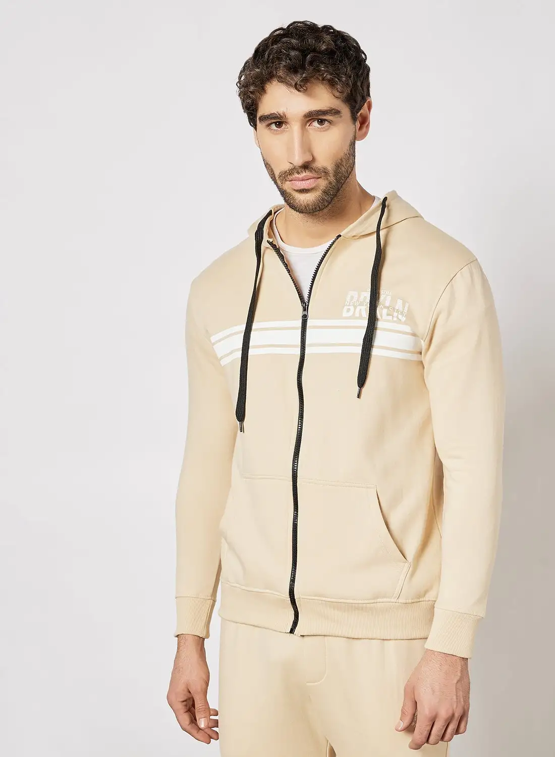 QUWA Casual Comfortable Hoodie Beige