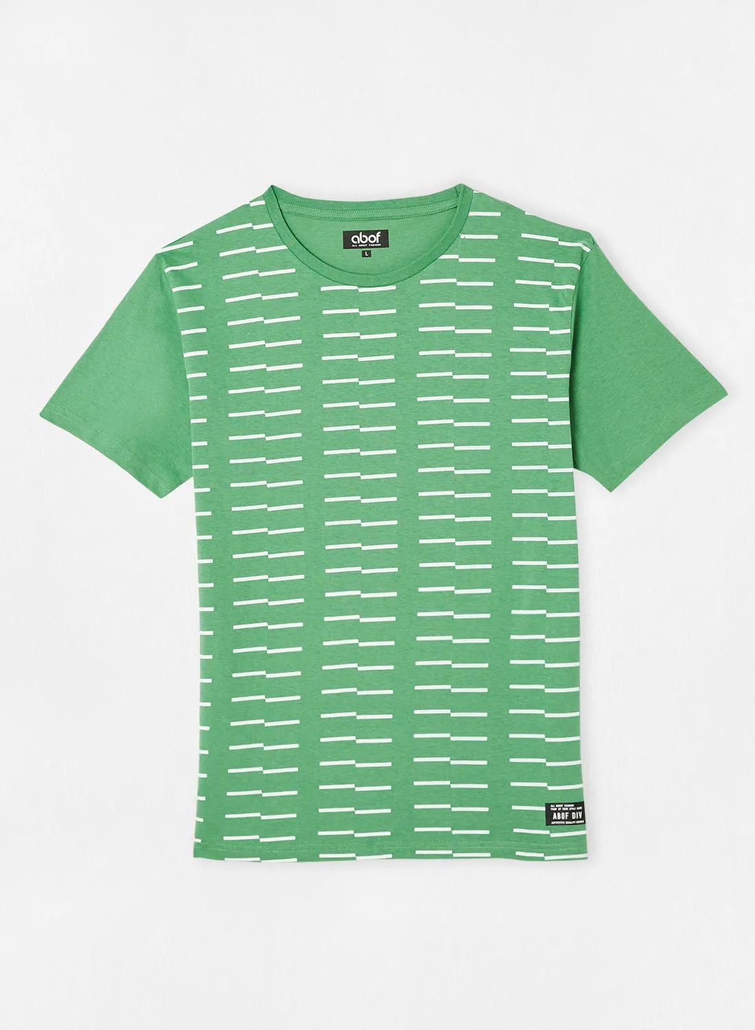 ABOF All Over Printed Crew Neck Regular Fit T-Shirt Medium Green